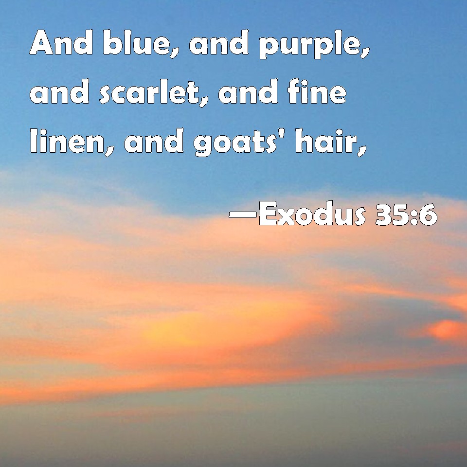 Exodus 356 And blue, and purple, and scarlet, and fine linen, and