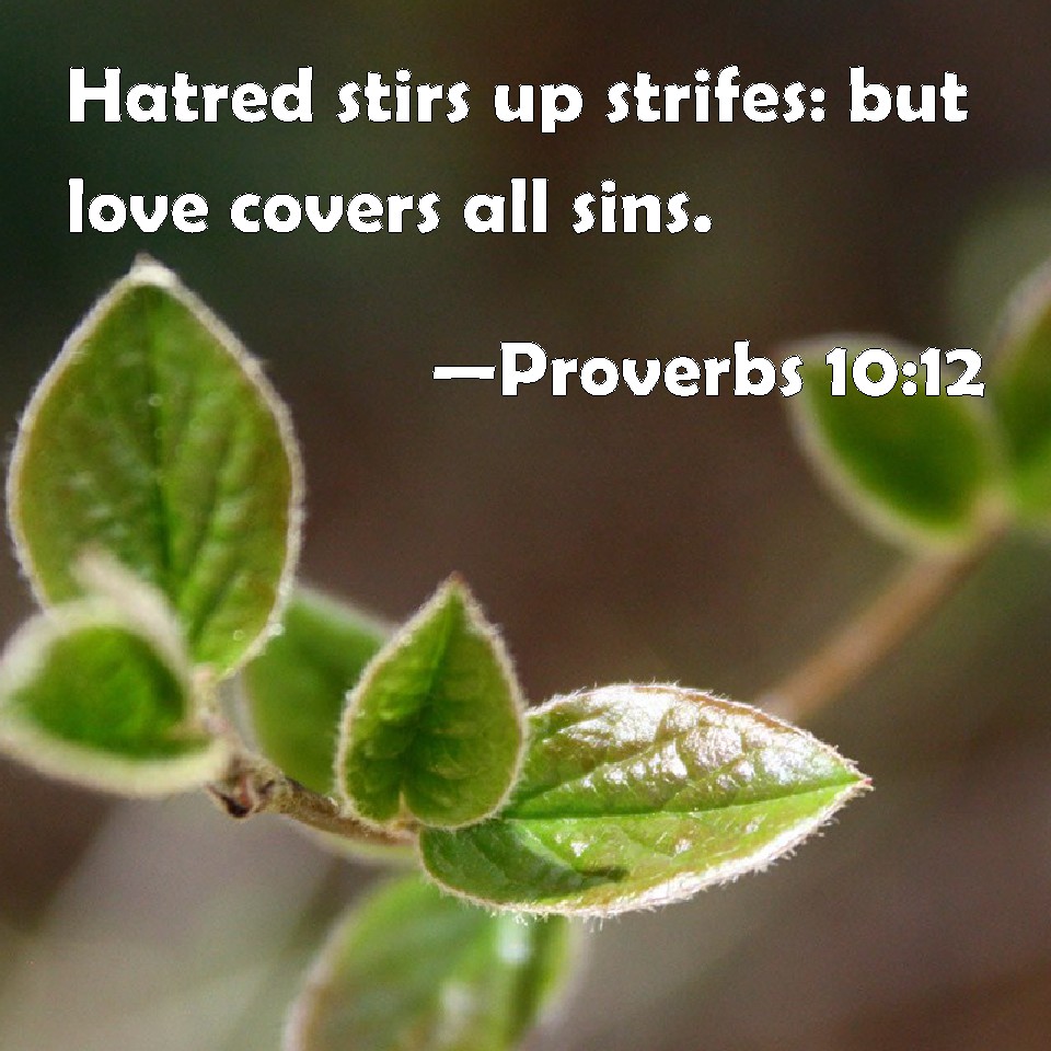 Proverbs 1012 Hatred stirs up strifes but love covers all sins.