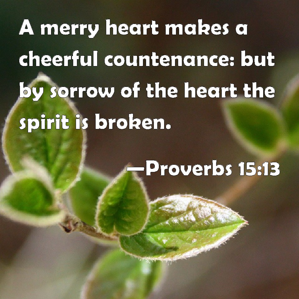 Proverbs 1513 A merry heart makes a cheerful countenance but by