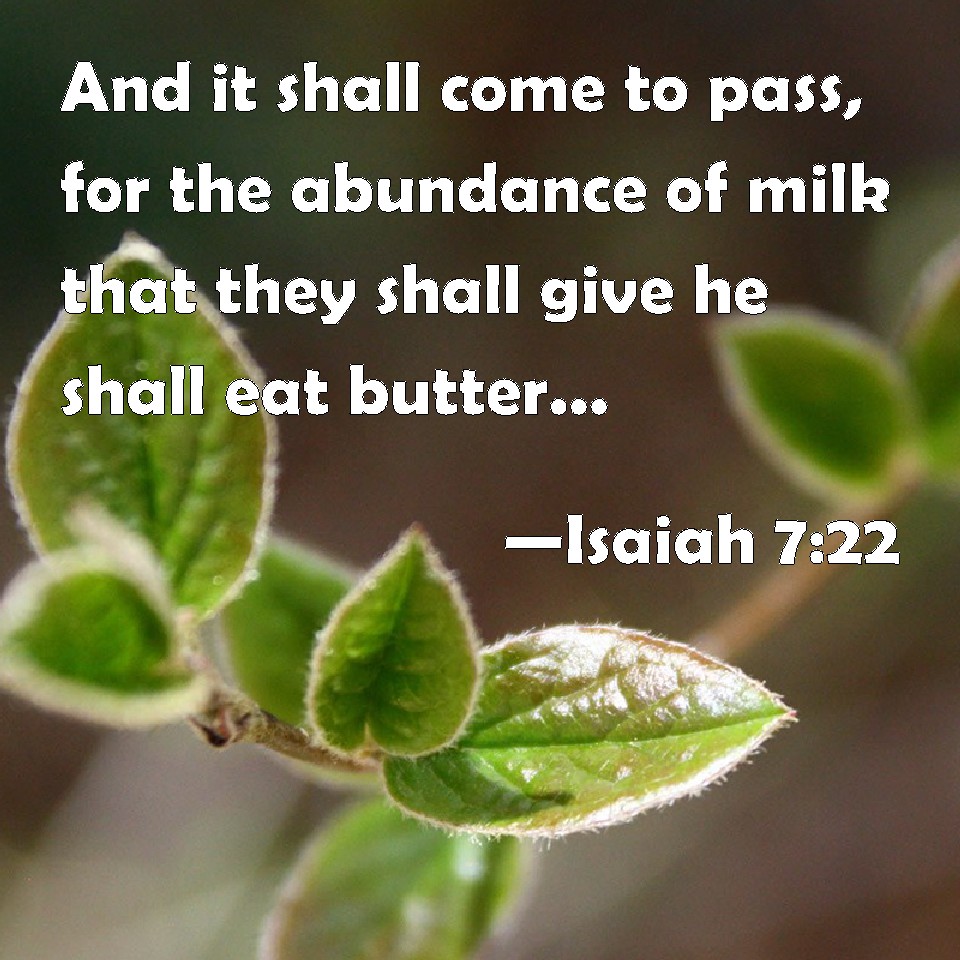 Isaiah 722 And it shall come to pass, for the abundance of milk that