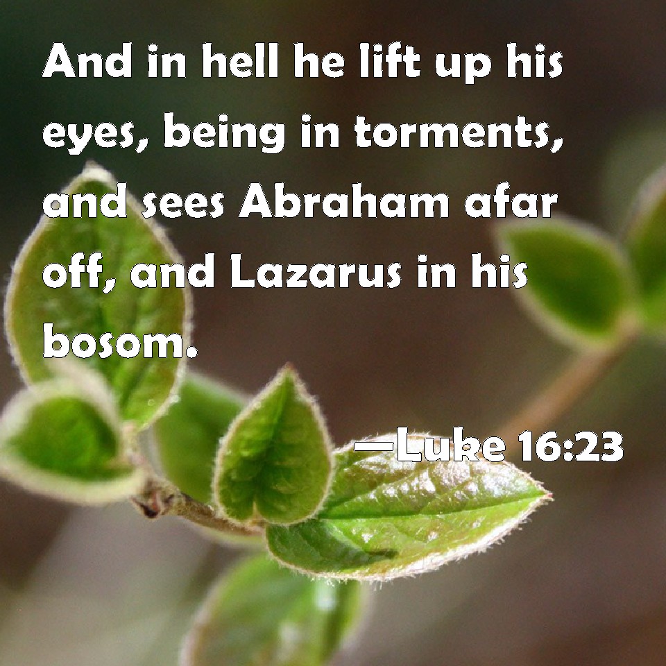 Luke 1623 And in hell he lift up his eyes, being in torments, and sees