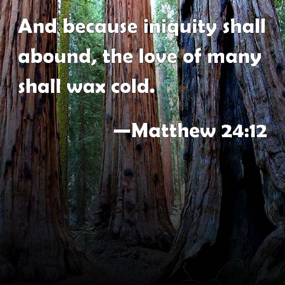 Matthew 2412 And because iniquity shall abound, the love of many shall