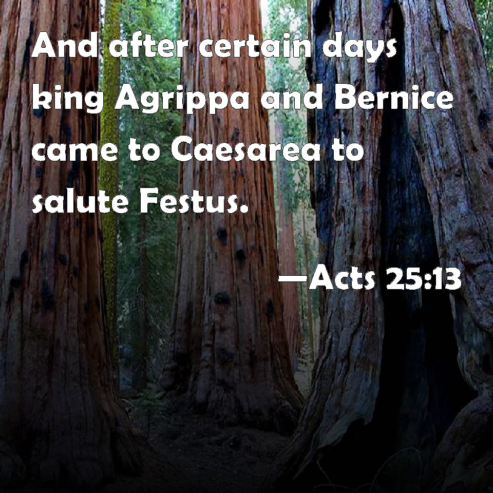 Acts 2513 And after certain days king Agrippa and Bernice came to