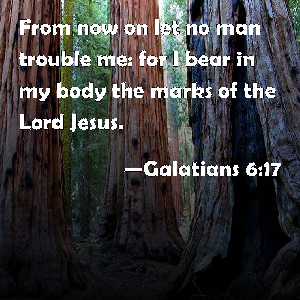 Galatians 617 From now on let no man trouble me for I bear in my body