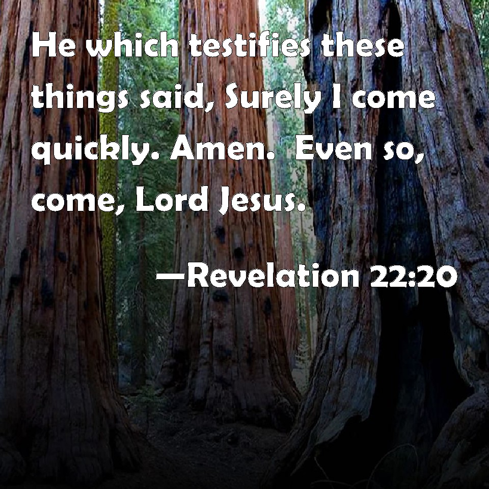Revelation 2220 He which testifies these things said, Surely I come