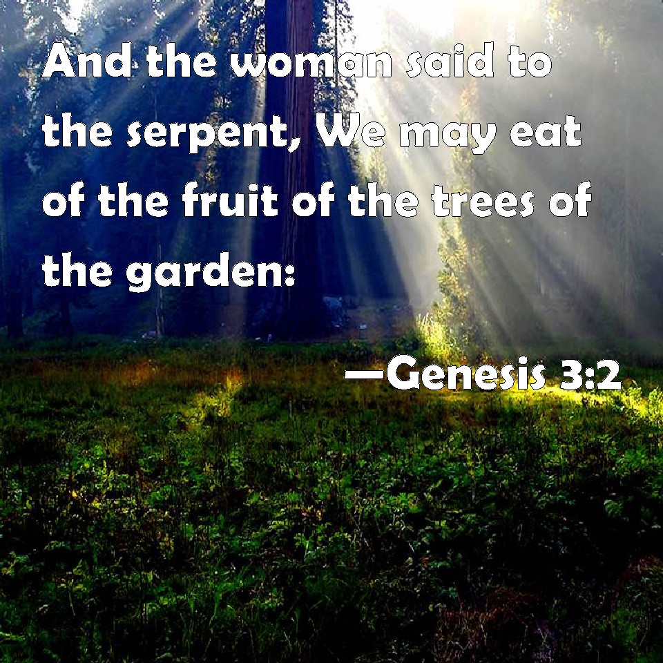 Genesis 32 And the woman said to the serpent, We may eat of the fruit