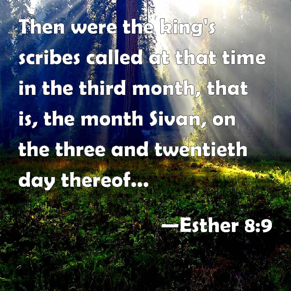 Esther 89 Then were the king's scribes called at that time in the
