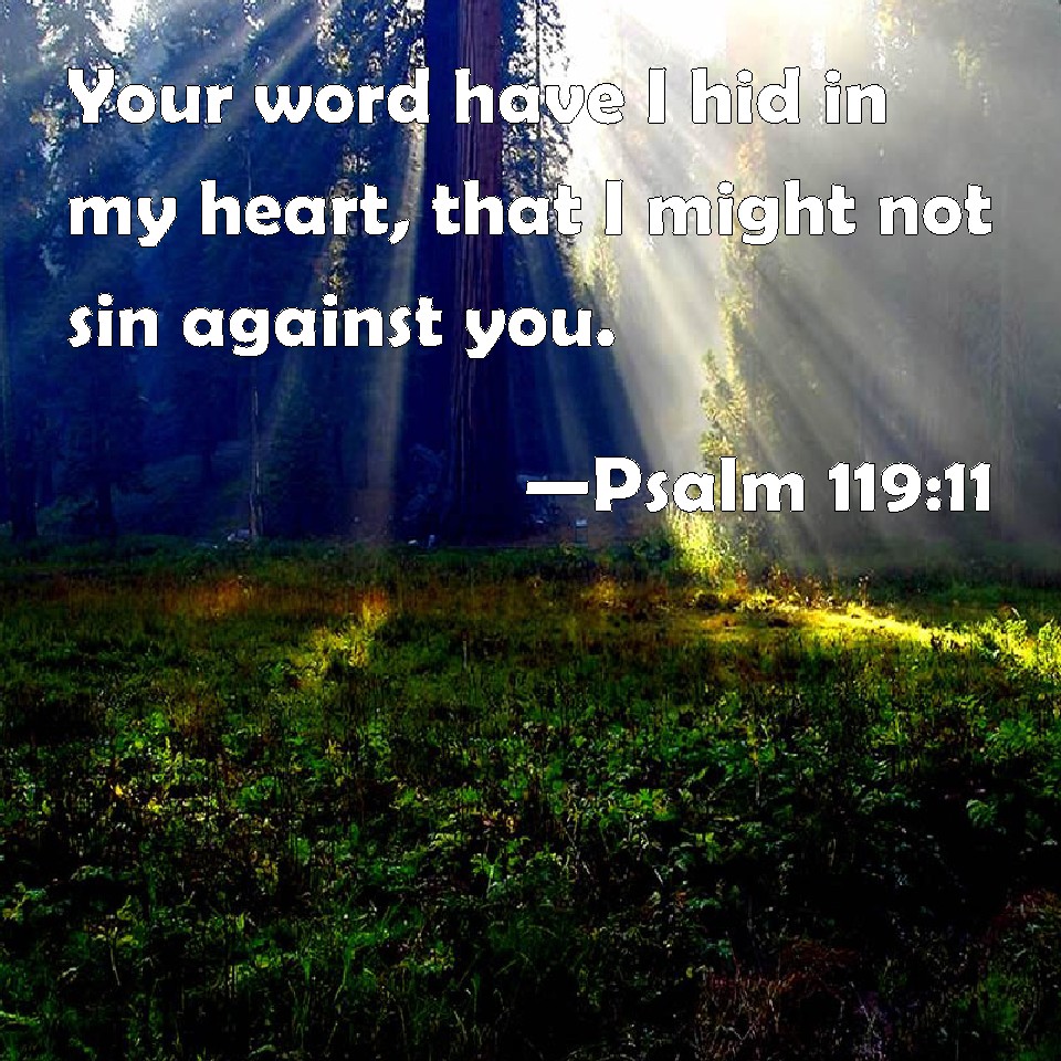 Psalm 11911 Your word have I hid in my heart, that I might not sin
