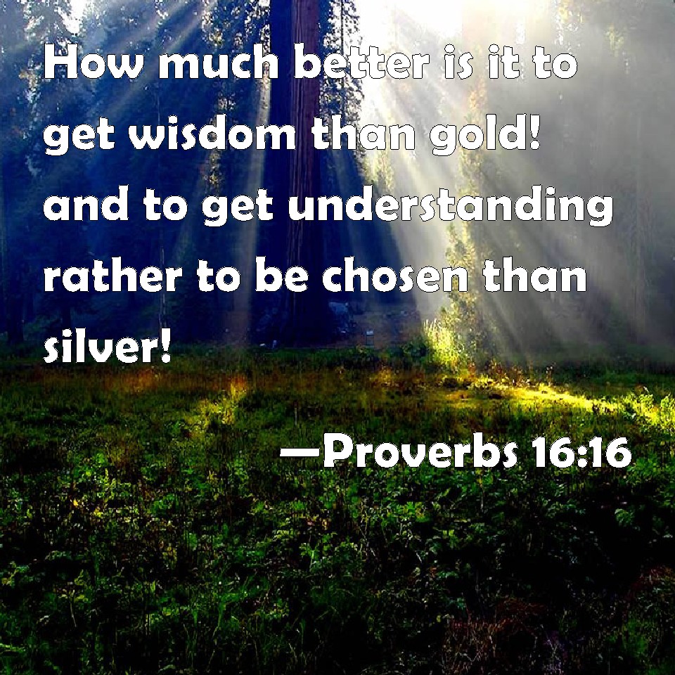 Proverbs 1616 How much better is it to get wisdom than gold! and to