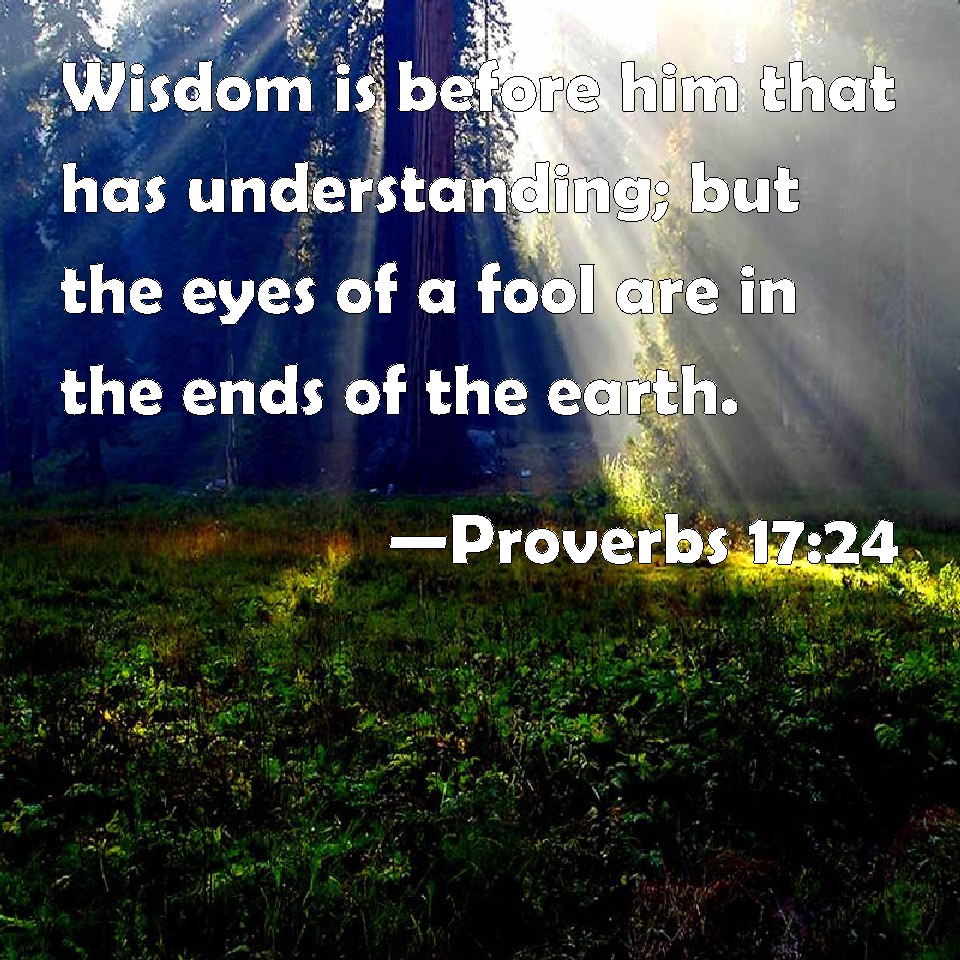 Proverbs 1724 Wisdom is before him that has understanding; but the