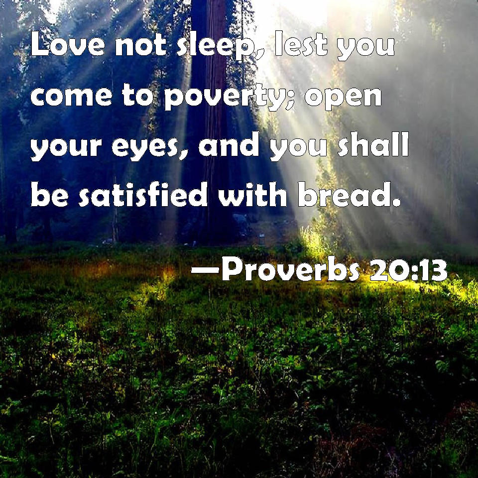 Proverbs 2013 Love not sleep, lest you come to poverty; open your eyes