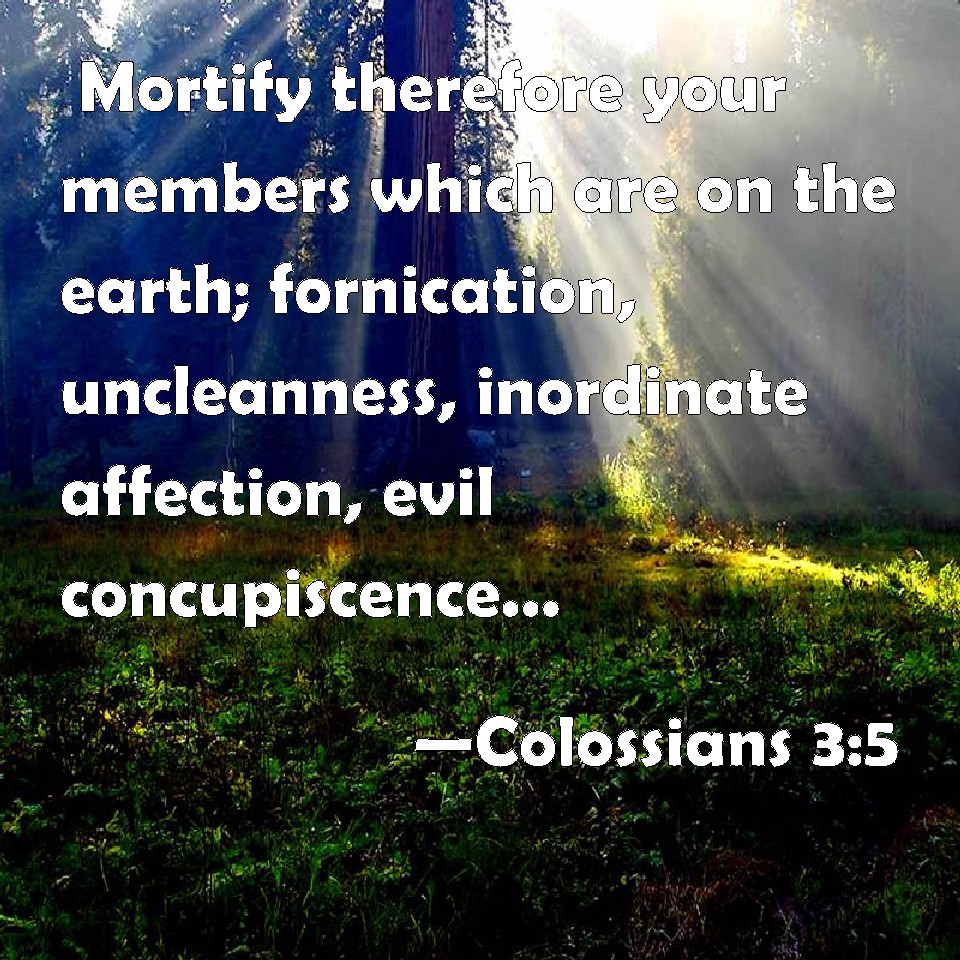Colossians 35 Mortify therefore your members which are on the earth