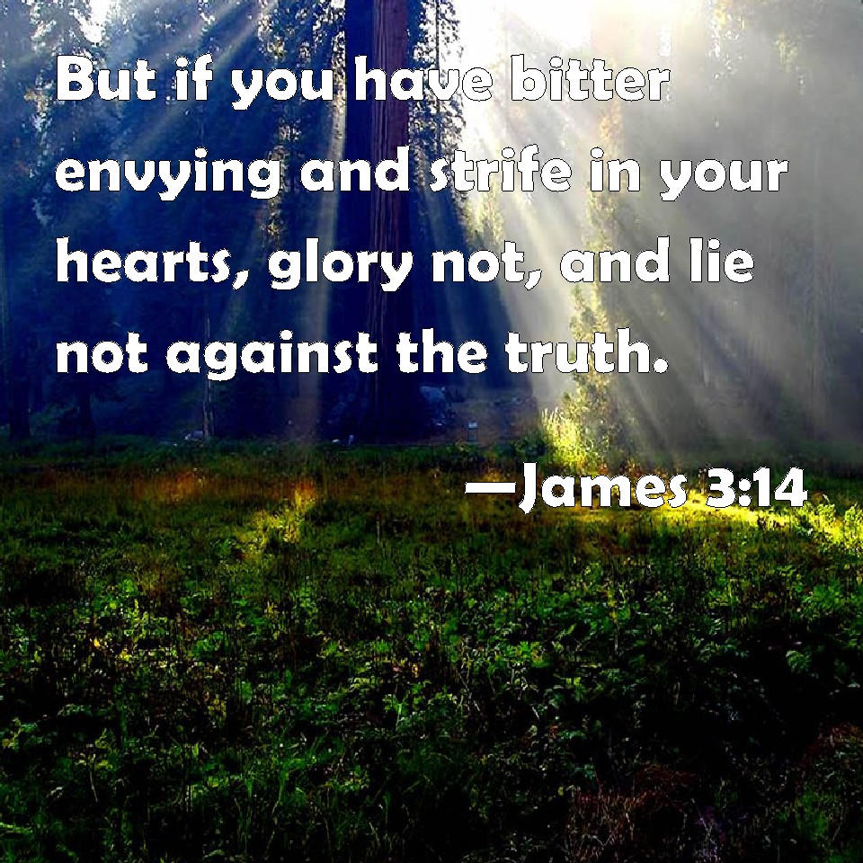 James 314 But if you have bitter envying and strife in your hearts