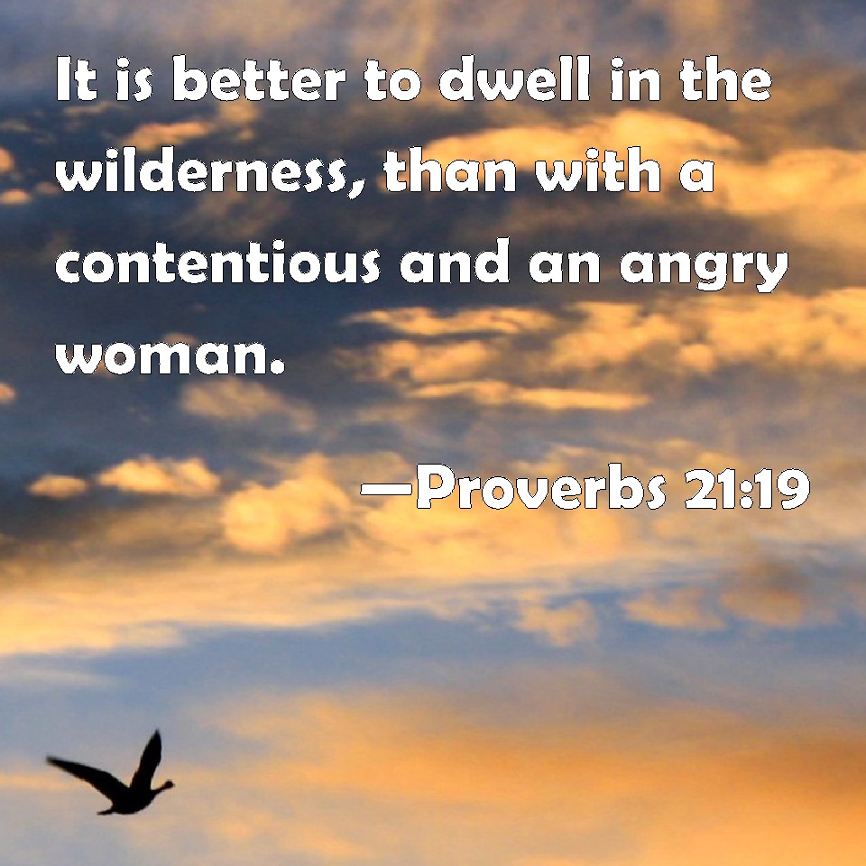 Proverbs 2119 It is better to dwell in the wilderness, than with a