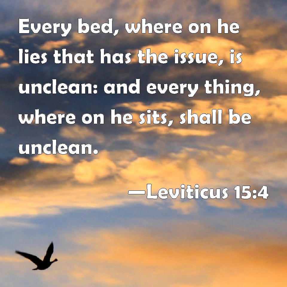 Leviticus 154 Every bed, where on he lies that has the issue, is