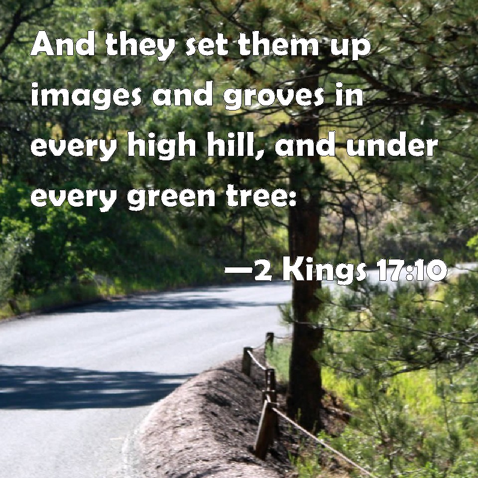 2 Kings 1710 And they set them up images and groves in every high hill