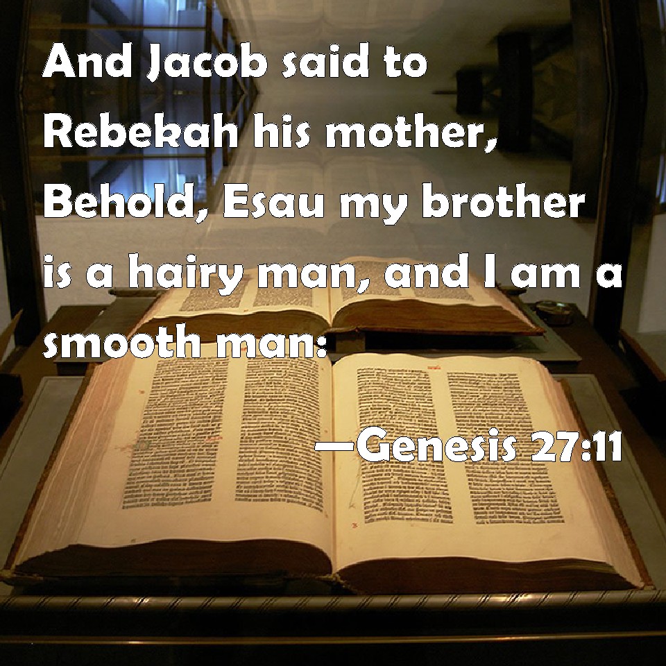 Genesis 2711 And Jacob said to Rebekah his mother, Behold, Esau my