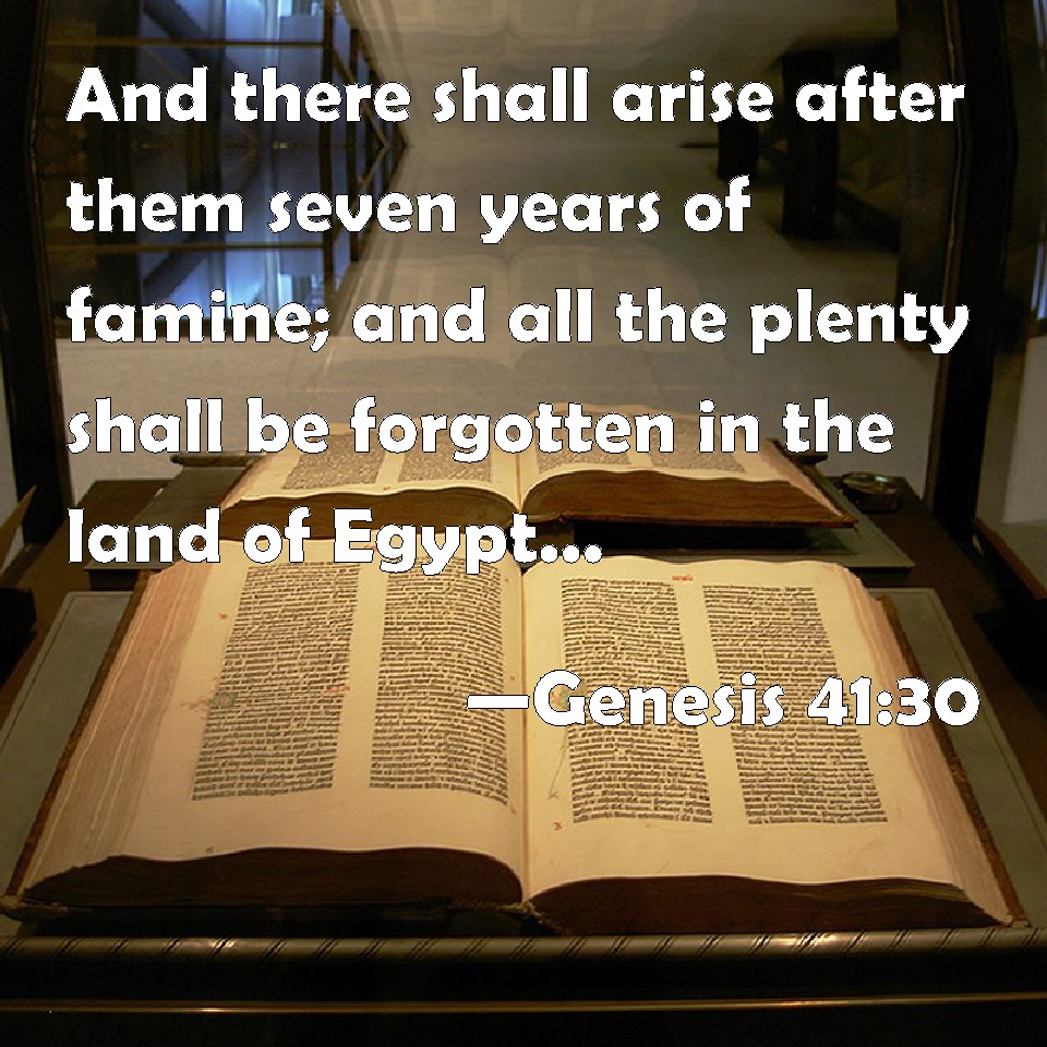 Genesis 4130 And there shall arise after them seven years of famine