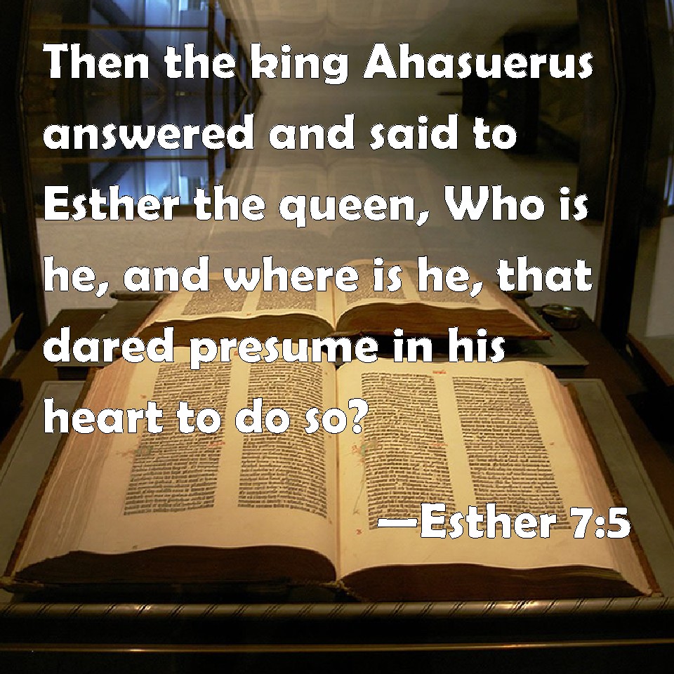 Esther 75 Then the king Ahasuerus answered and said to Esther the