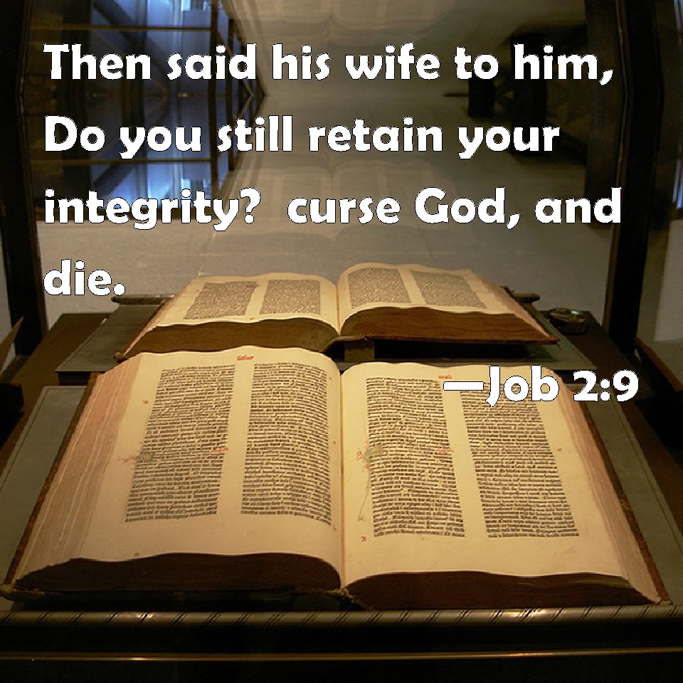 Job 29 Then said his wife to him, Do you still retain