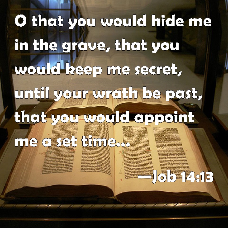 Job 1413 O that you would hide me in the grave, that you would keep me