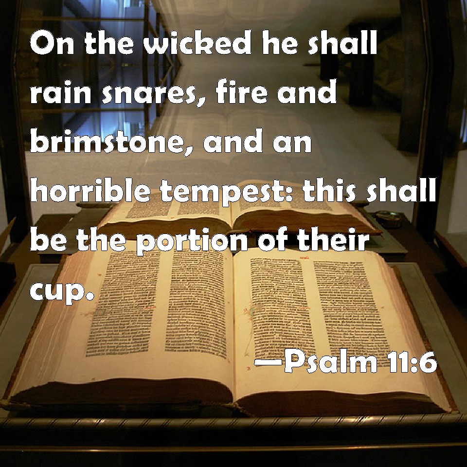 Psalm 116 On the wicked he shall rain snares, fire and brimstone, and an horrible tempest this