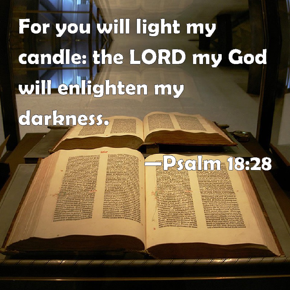 Psalm 1828 For you will light my candle the LORD my God will