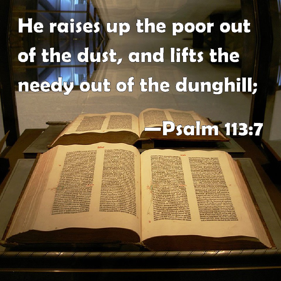Psalm 1137 He raises up the poor out of the dust, and lifts the needy