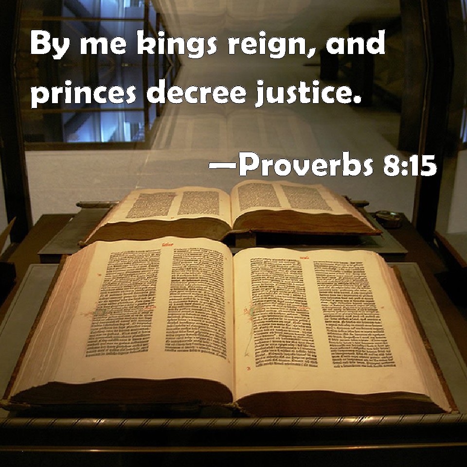 Proverbs 815 By me kings reign, and princes decree justice.