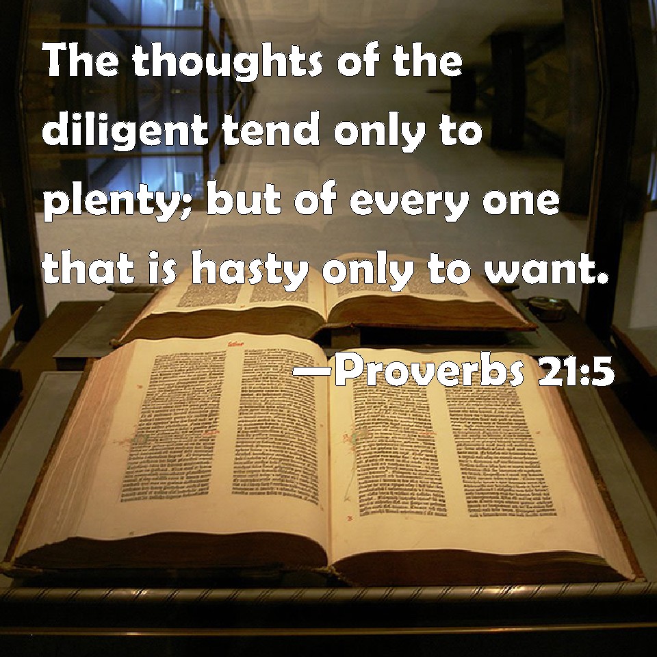 Proverbs 215 The thoughts of the diligent tend only to plenty; but of