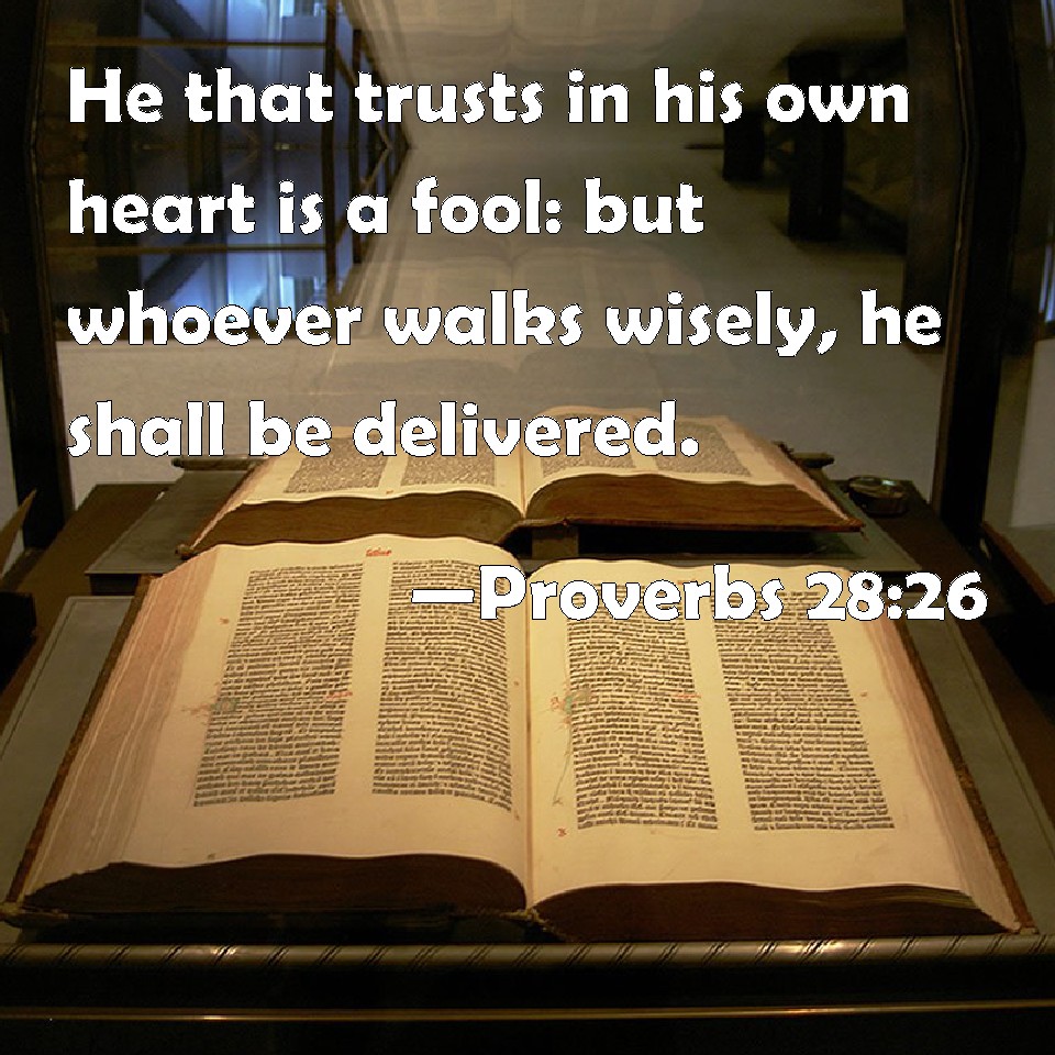 Proverbs 2826 He that trusts in his own heart is a fool but whoever
