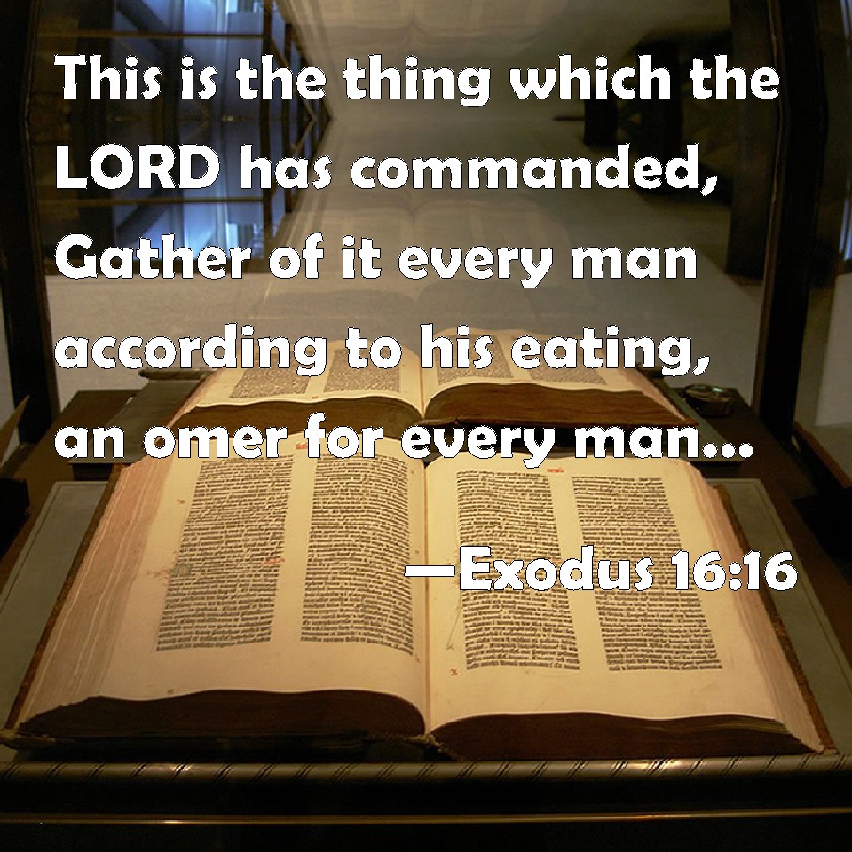 Exodus 1616 This is the thing which the LORD has commanded, Gather of it every man according to