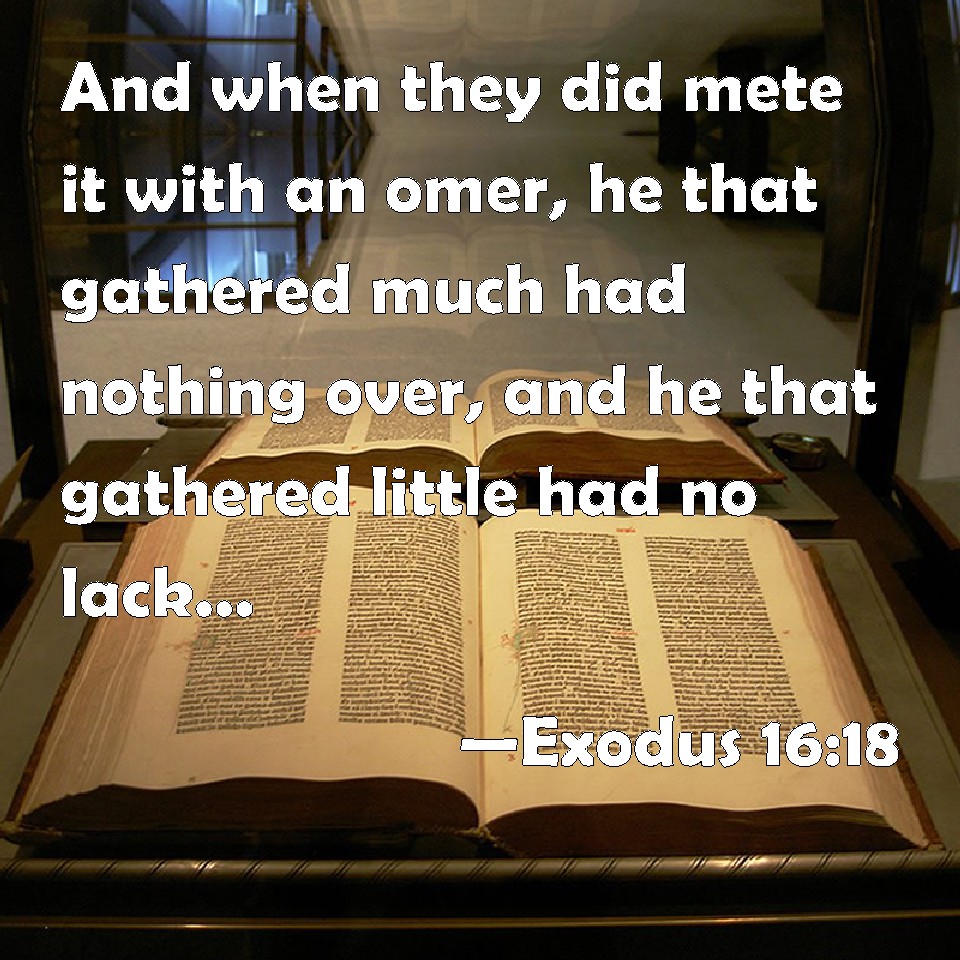 Exodus 1618 And when they did mete it with an omer, he that gathered