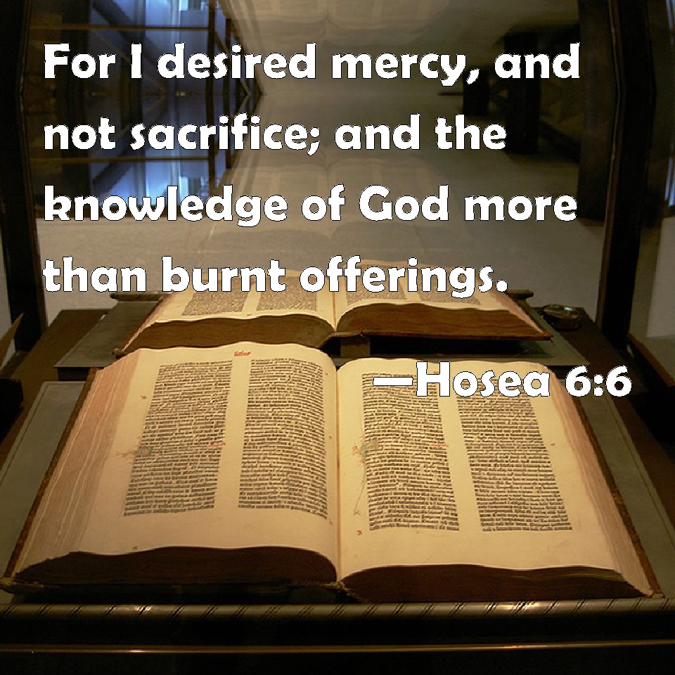 Hosea 66 For I desired mercy, and not sacrifice; and the knowledge of