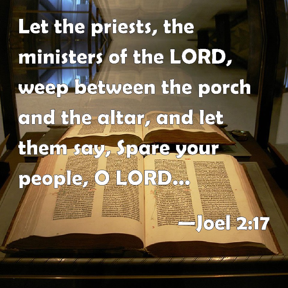 Joel 217 Let the priests, the ministers of the LORD, weep between the
