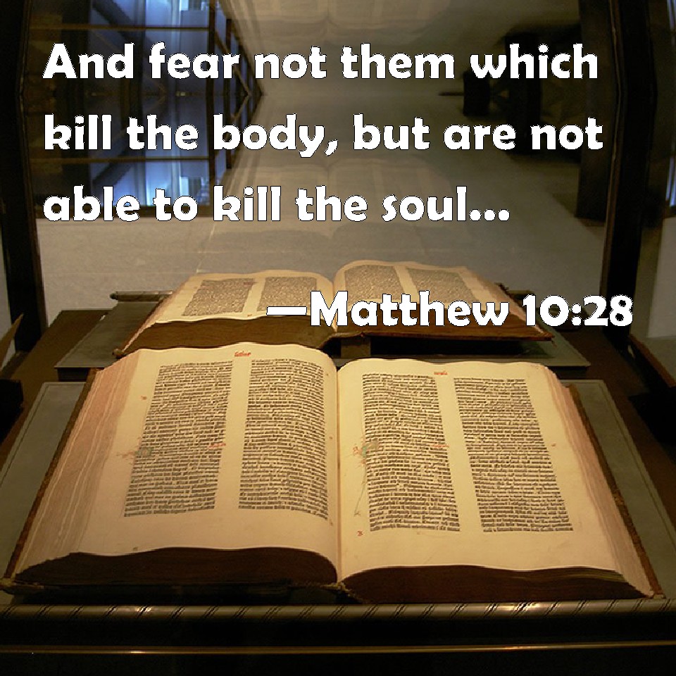 Matthew 1028 And fear not them which kill the body, but are not able