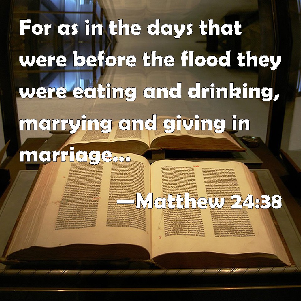 Matthew 2438 For as in the days that were before the flood they were