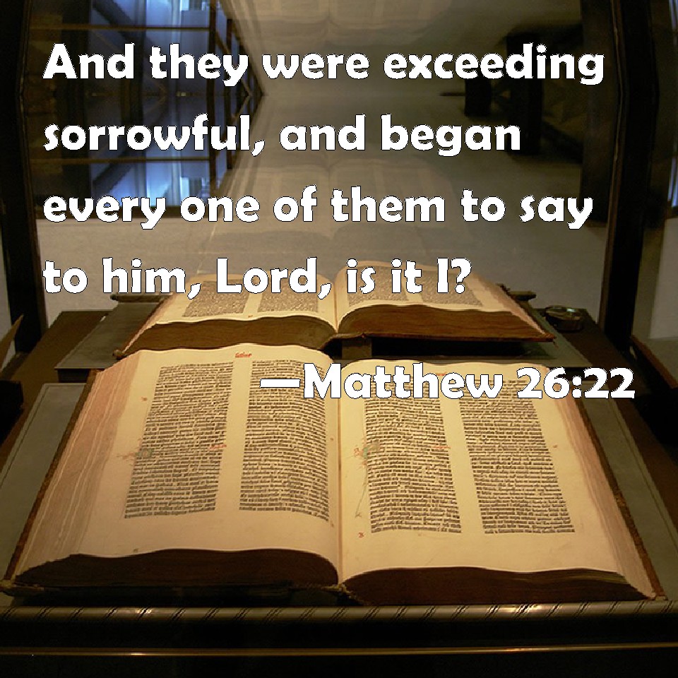 Matthew 2622 And they were exceeding sorrowful, and began every one of