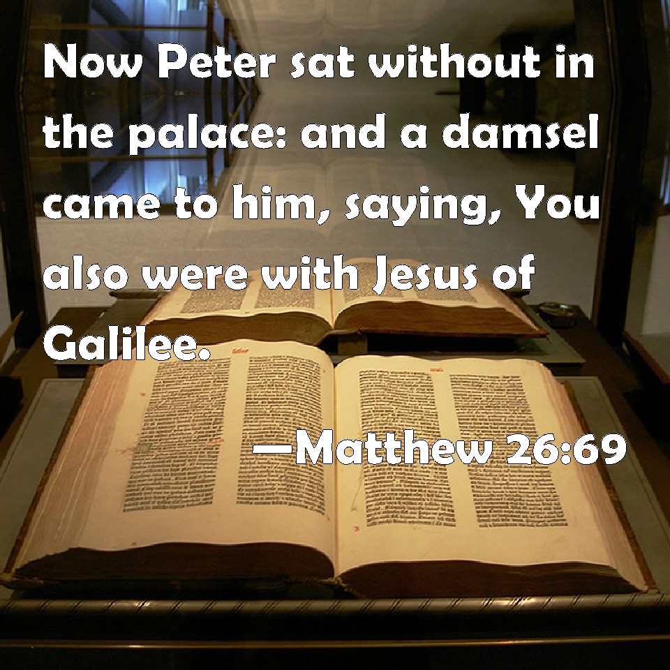 Matthew 2669 Now Peter sat without in the palace and a damsel came to