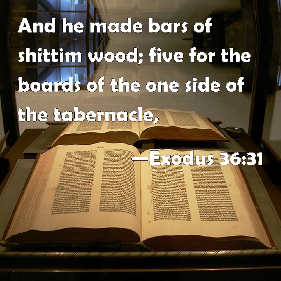 Exodus 3631 And he made bars of shittim wood; five for the boards of