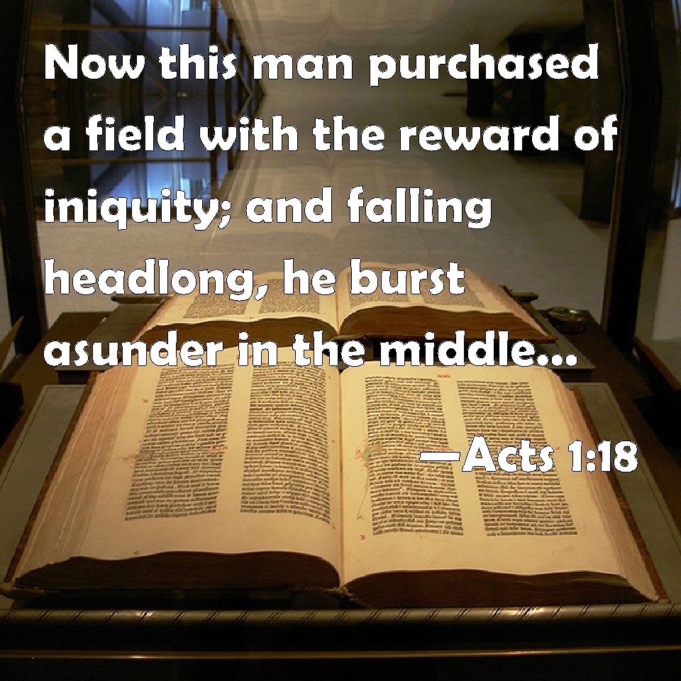 Acts 118 Now this man purchased a field with the reward of iniquity