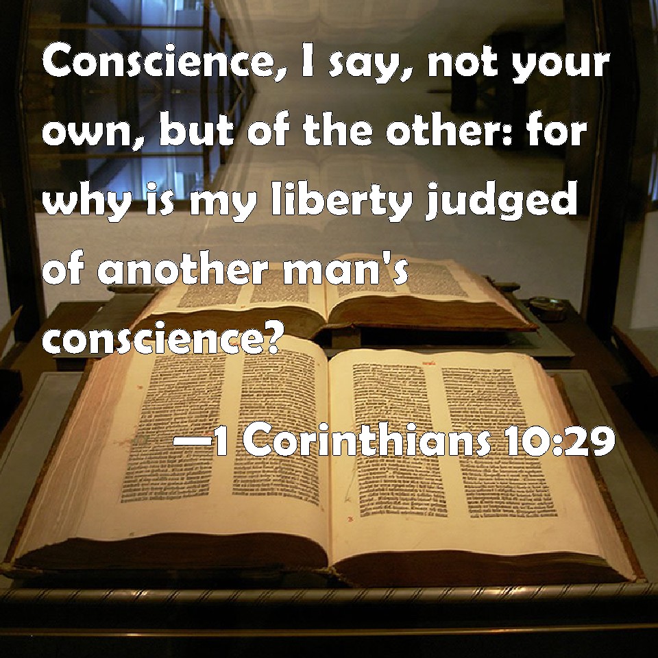 1 Corinthians 1029 Conscience, I say, not your own, but of the other