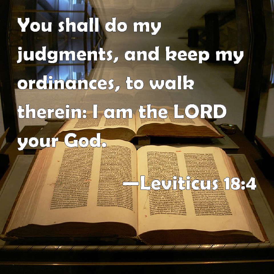 Leviticus 184 You shall do my judgments, and keep my ordinances, to