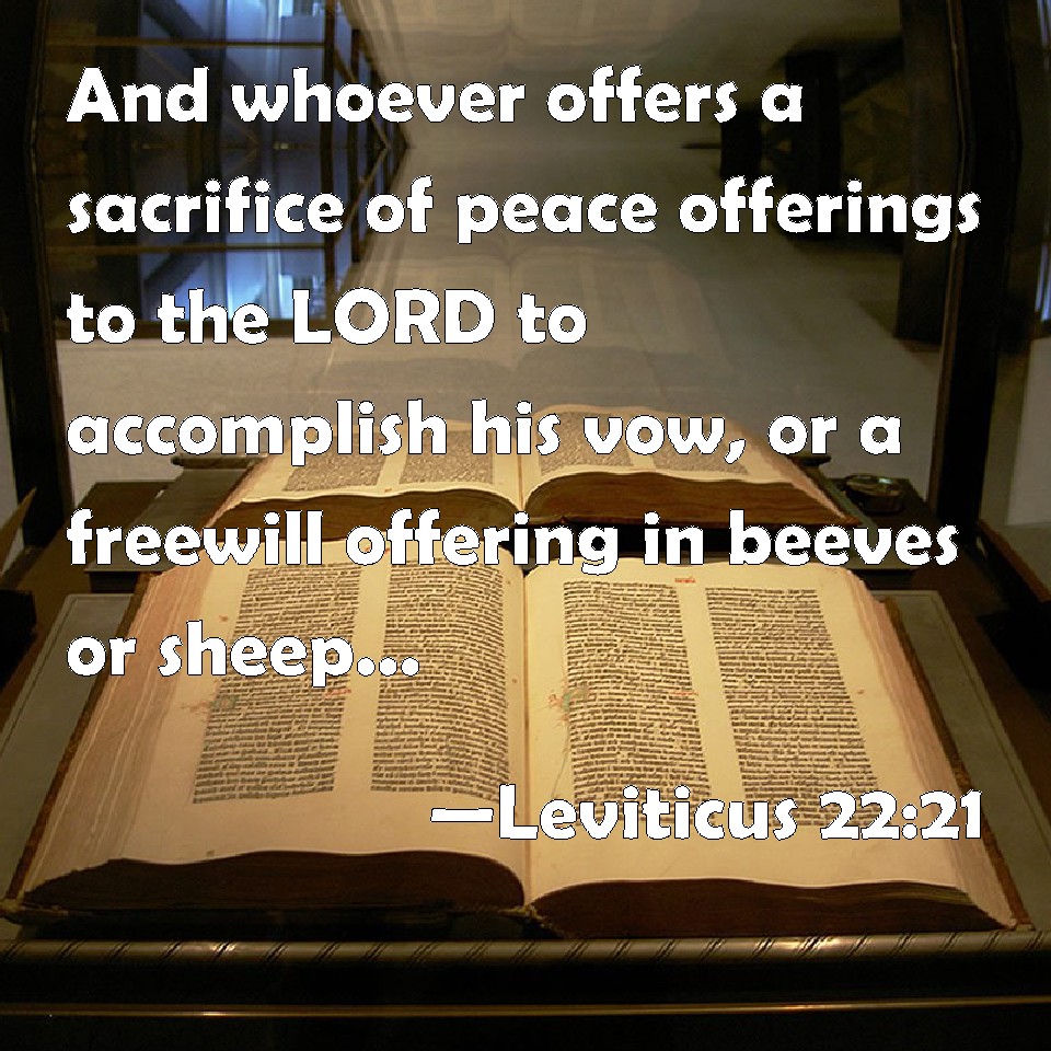 Leviticus 2221 And whoever offers a sacrifice of peace offerings to