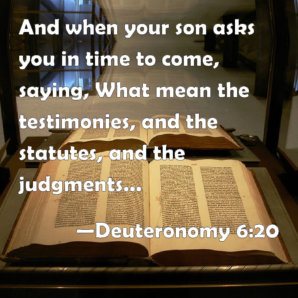 Deuteronomy 620 And when your son asks you in time to come, saying