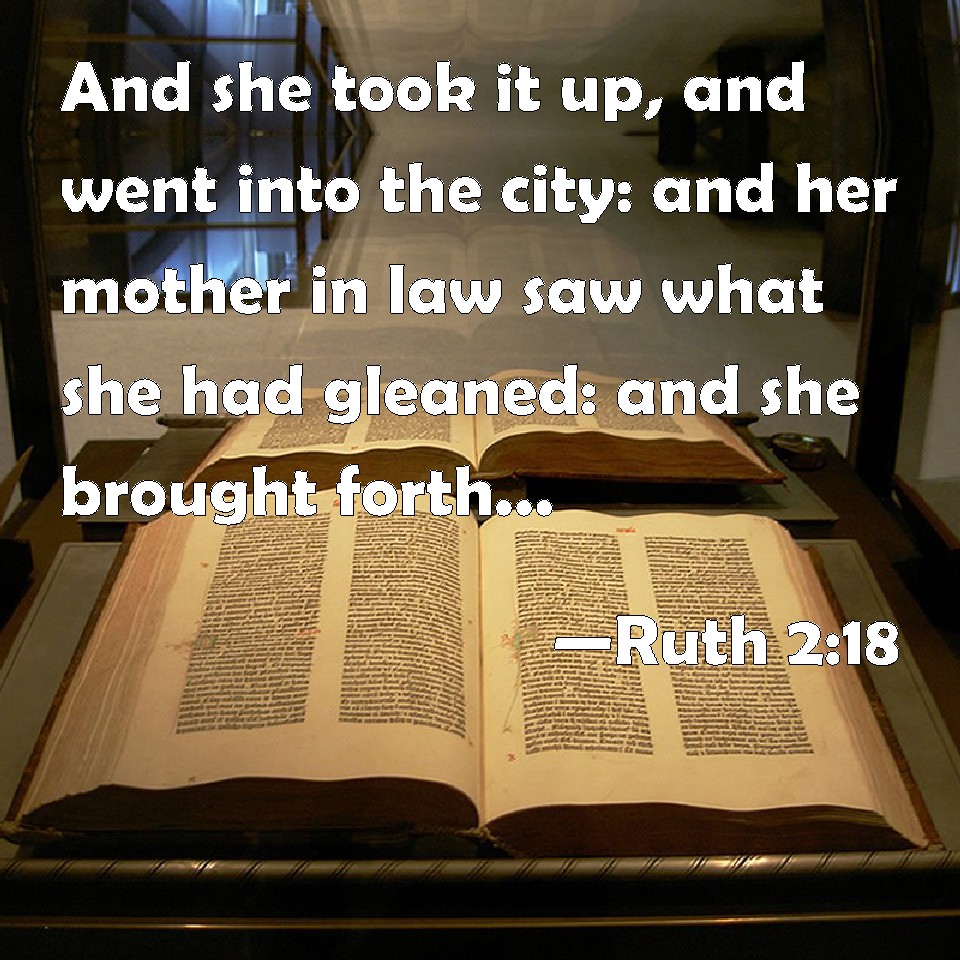 Ruth 218 And she took it up, and went into the city and her mother in law saw what she had