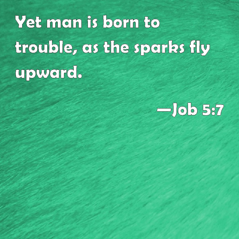 Job 57 Yet man is born to trouble, as the sparks fly upward.