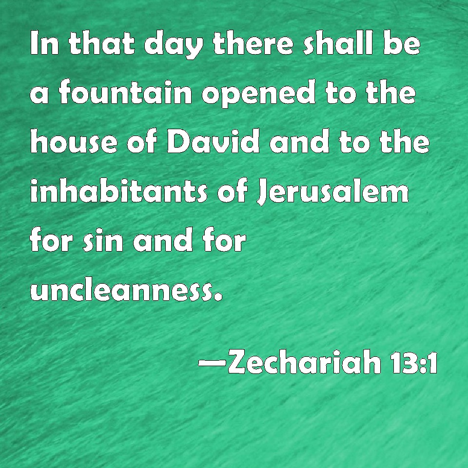 Zechariah 131 In that day there shall be a fountain opened to the
