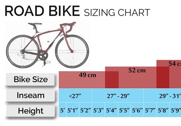 Road Bike Size Chart Women's - eBikeAI
