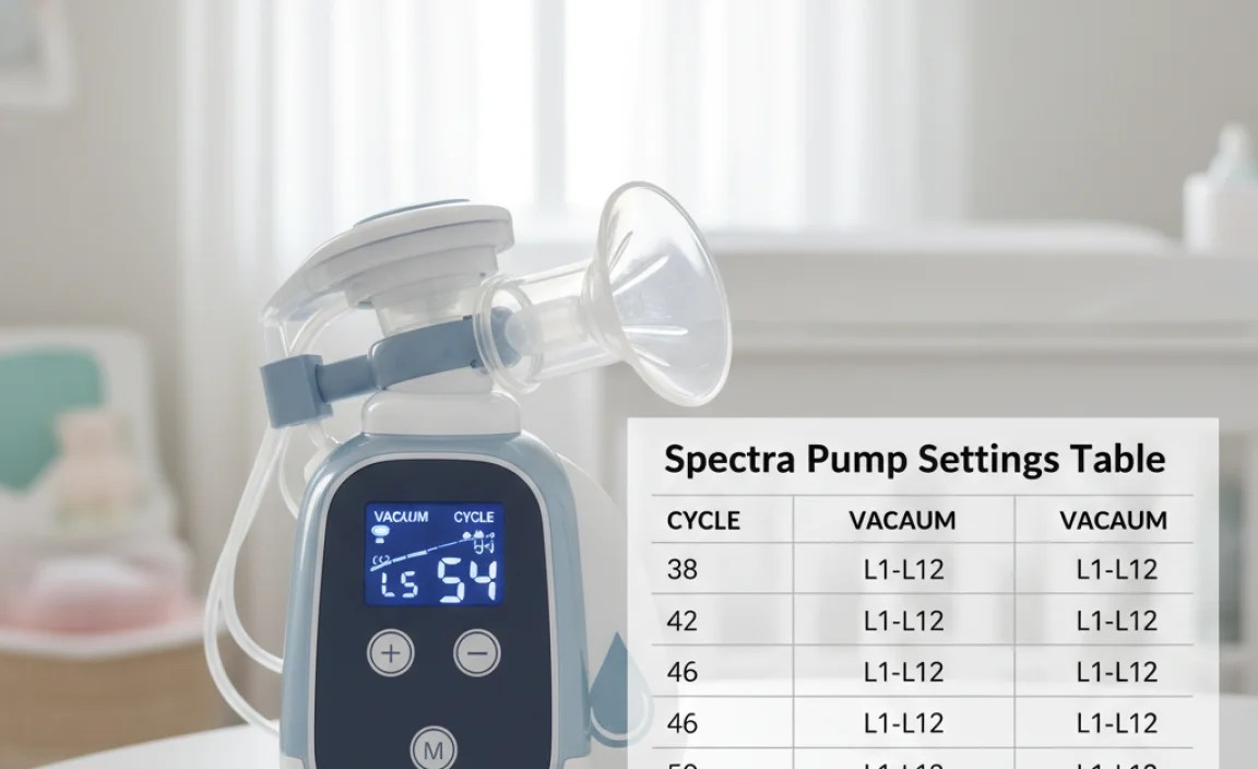 Spectra Pump Settings Table